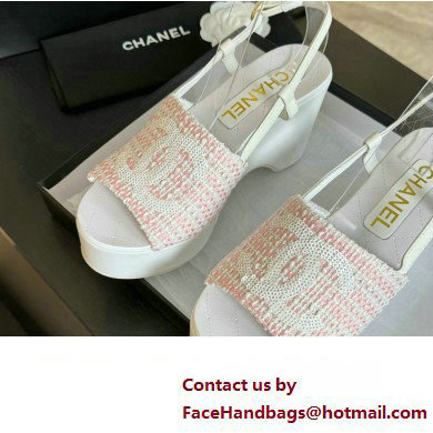 Chanel Tweed  &  Patent Calfskin Sandals G45555 Pink 2024